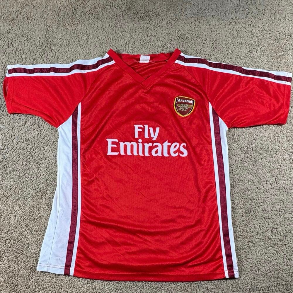 Arsenal Fly Emirates Red Short Sleeve Soccer‎ Jersey Mens Size Medium Preowned